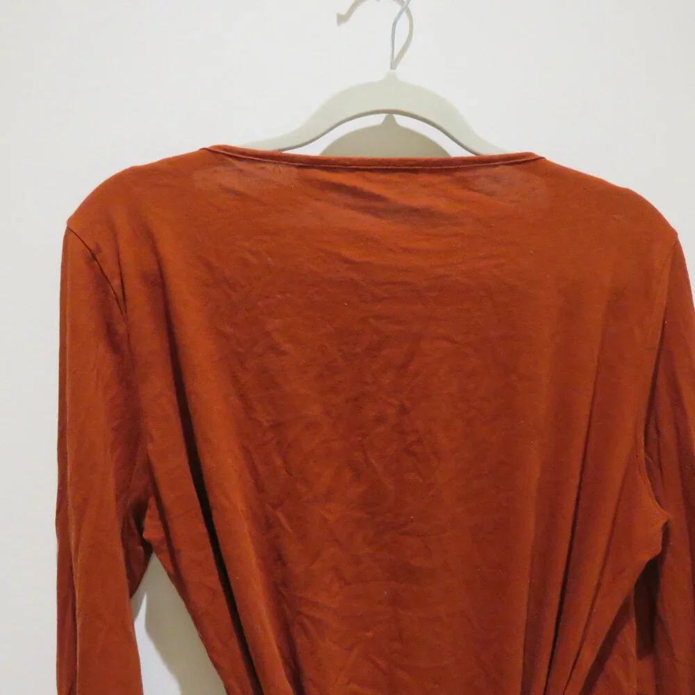 REBECCA TAYLOR Slim Wrap Blouse in Cayenne Fall Minimalist Office Cotton Alpaca - Picture 11 of 13